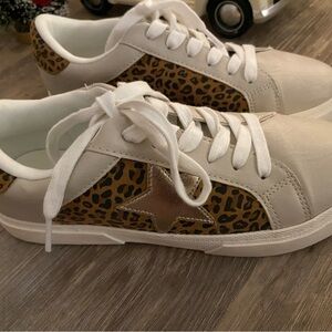 Leopard Print White Sneakers